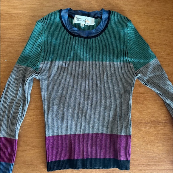 Diane von Furstenberg Ribbed Colorblock Top - Picture 7 of 13